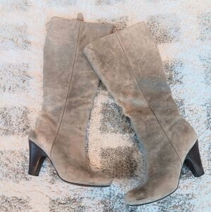 Fossil Distressed Genuine Leather Knee High Zip Up Stack Heel Round Toe Boots 10